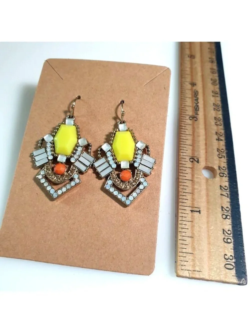 Dangle Earring Beaded Lightweight Fashion Jewelry Hook Back Yellow Orange White